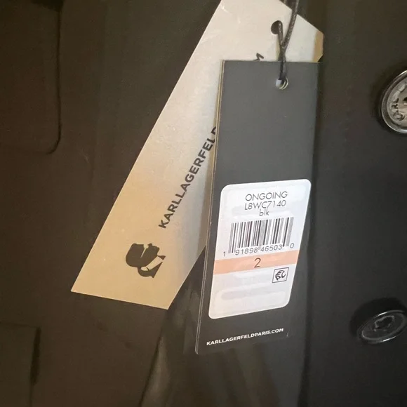 Karl Lagerfeld Paris Women's Four Pocket Peter Pan Collared Jacket, Black - Picture 10 of 10